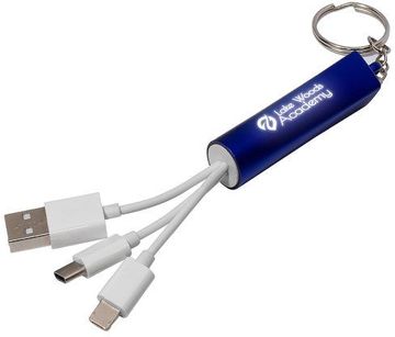 Light-Up-Your-Logo Cable Set Keychain - 0.5000" W x 7.0000" H x 0.5000" D